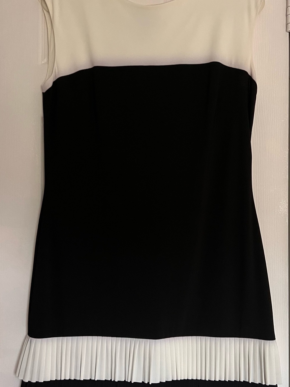 Classic Black & White Pleated Hem Women's Dress